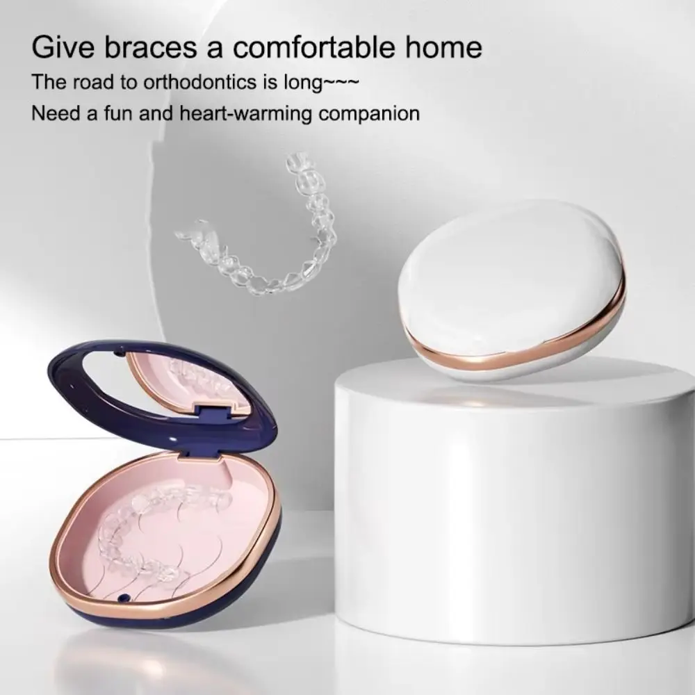 Portable Braces Case Slim Design with Mirror Mouth Guard Organizer Detachable Compact Aligner Container Orthodontic Care