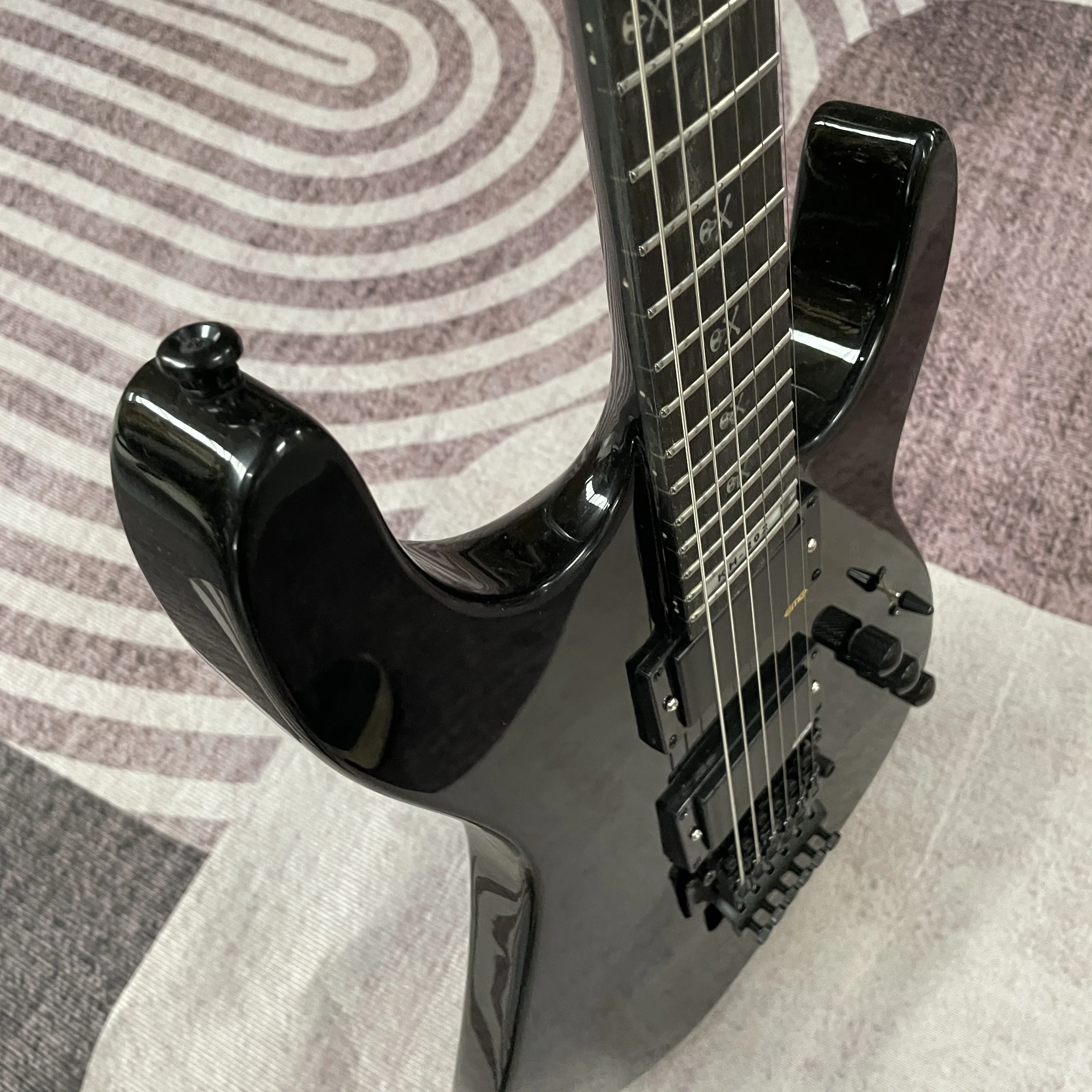 Black KH202 Electric Guitar 24frets Passive Pickup Custom 6String w/Floyd Fast Ship view 6