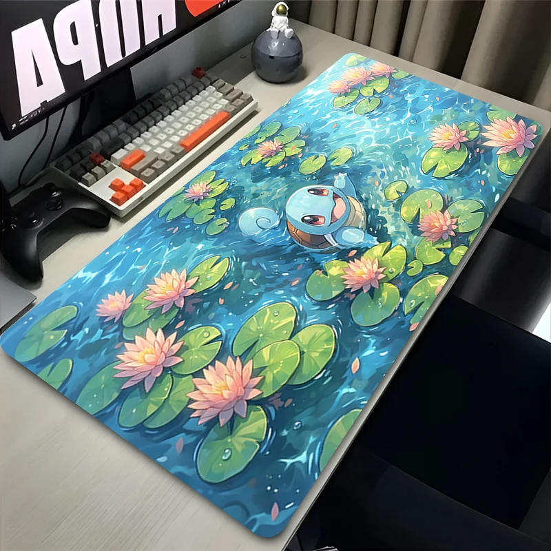 Mouse Pad Gamer Computer Cabinet Large XL Desk Mat P-Pokemon Squirtle Keyboard Anime PC Gaming Accessories Mousepad Carpet