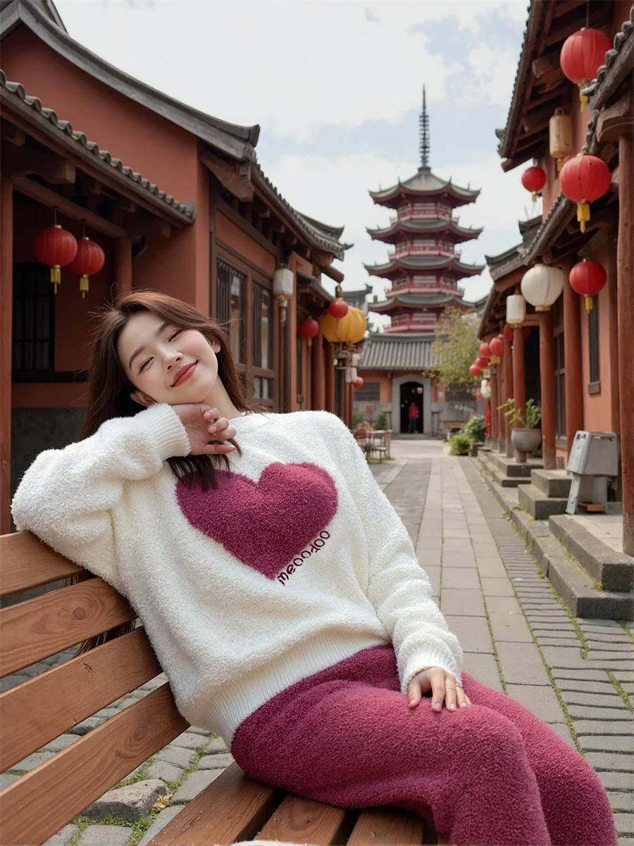 

Grandiose Chevron Velour Pajama Sets Women Plush Texture Meticulous Craftsmanship Upscale Nightwear Supreme Attire Exquisite