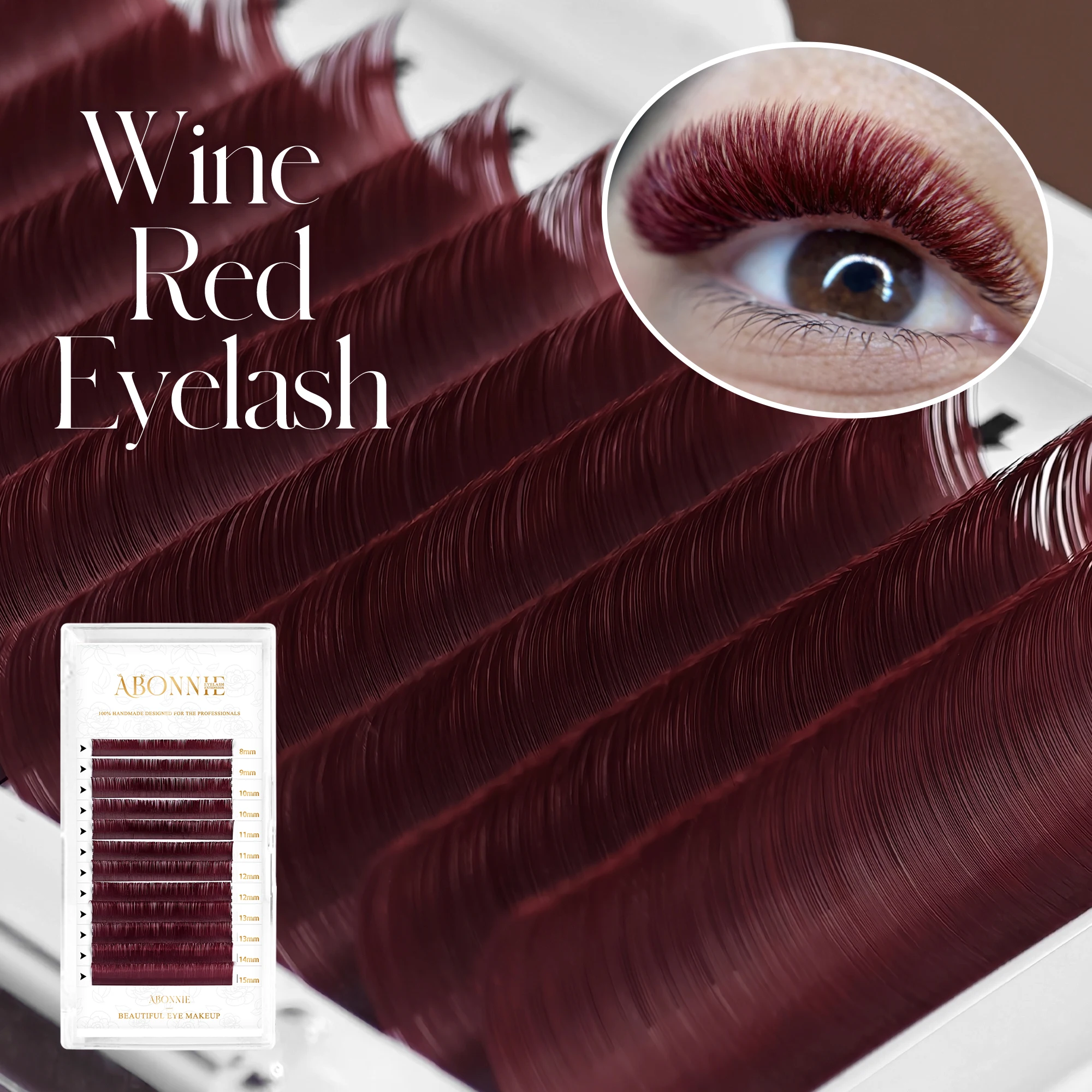 

Abonnie Wine Red Lashes Colored Classic Eyelash Extensions Fluffy Eyelashes Soft Individual Lash