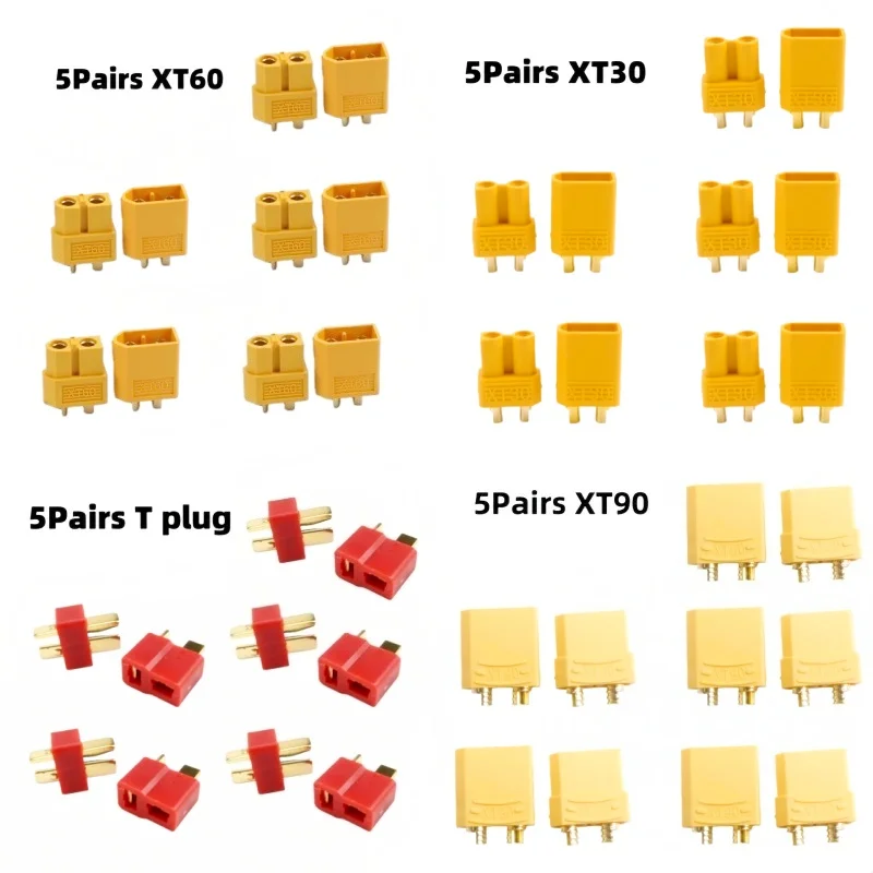 5 Paar XT60 XT-60 Stecker und Buchsen XT30 XT90 T-Bullet-Steckverbinder für RC Lipo Akku Drohnen Flugzeug Zubehör Großhandel – Detail 3