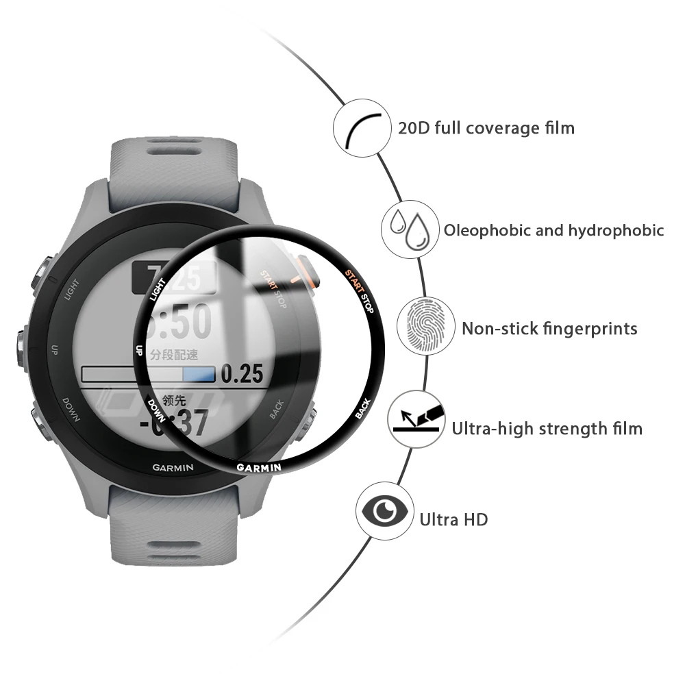 5D Protective Film for Garmin Forerunner 255 255S 245 945 45S 158 Screen Protector Cover Smart Watch Accessories Not Glass