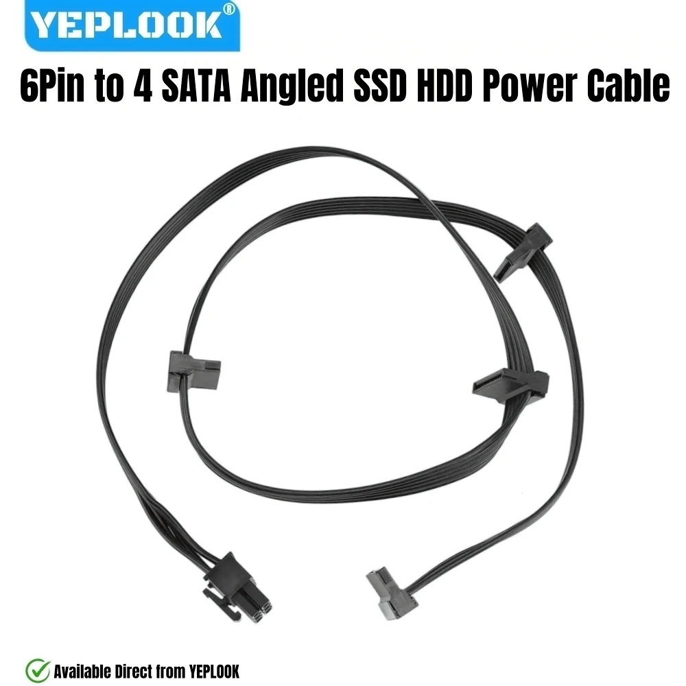 

YEPLOOK 6Pin to 4x SATA Right Angle, HDD SSD 4 SATA Power Cable for Corsair RM1000x, RM850x, RM750x, RM650x Type 4 Modular Power
