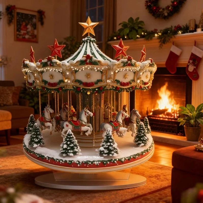 

Christmas Carousel 2D Acrylic Plaque Desk, office desk decorations Exchange gifts on Christmas Day Decorative home ornaments