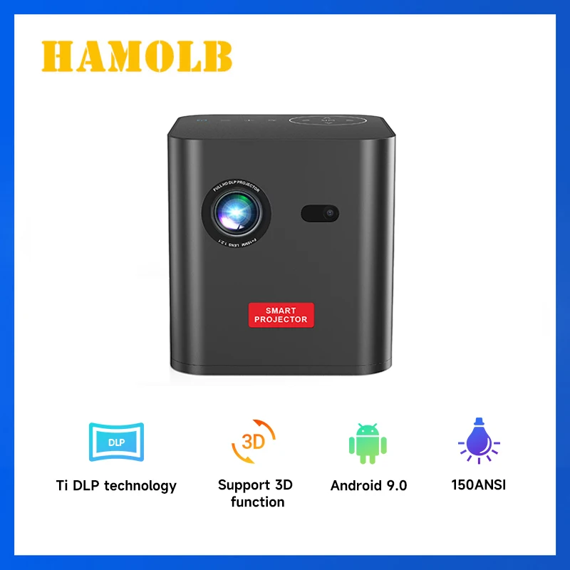 HAMOLB T1 Smart Android Wifi DLP Home Theater Portable Mini 3D Projector 4K 1080P Projector for Smartphone 4K Cinema