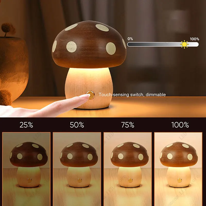 Lampe LED champignon Shiitake Rechargeable, décorative, sans fil, variable, lampe de bureau, Portable, veilleuse de Camping, cadeau pour enfants