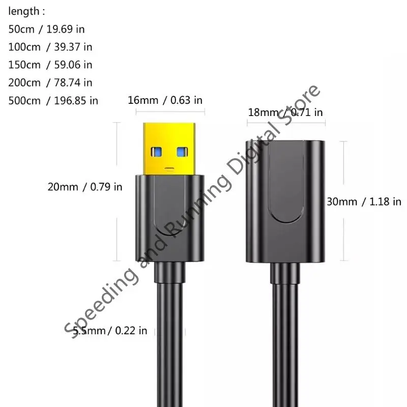 Q39D USB3.0 Male To Female Extension Cable 5Gbps Fast Speed Data Transfer Metal Connectors For PC Laptop Smartests