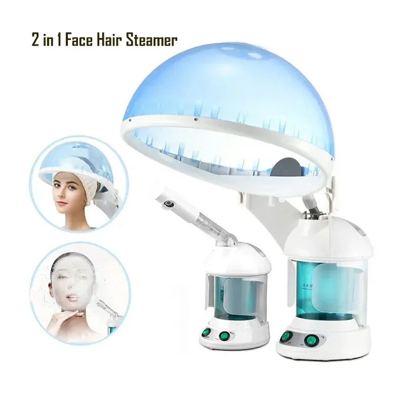 Multifunctional 2 in 1 Hot Mist Hair Facial Steamer Ozone Vaporizador Moisturizing Face SPA Sauna Skin Care Home Salon Atomizer