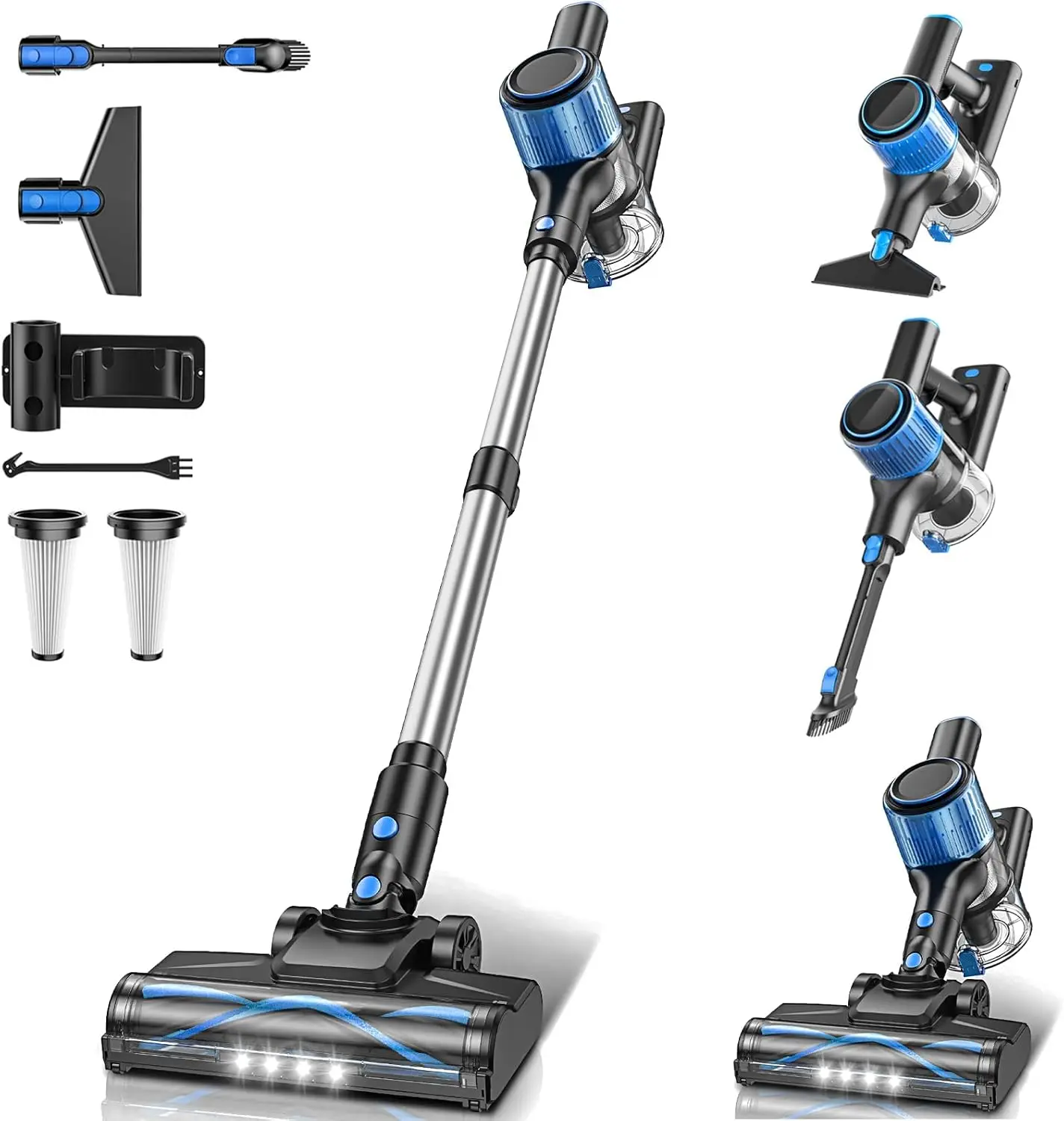 

8-in-1 Cordless Vacuum Cleaner, 45KPA Suction, LED Display, 45Mins Runtime, for Hard Floor Carpet Pet Hair