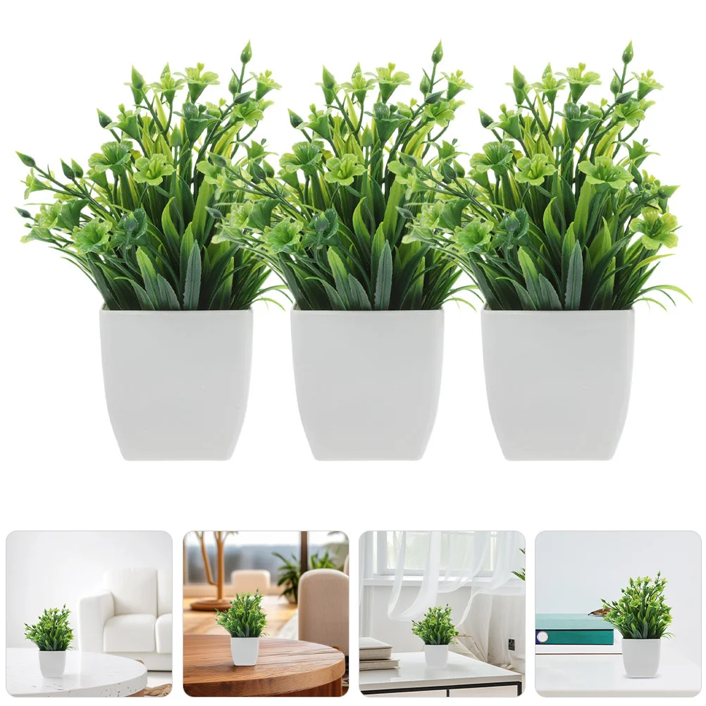 

3Pcs Artificial Plants Small Realistic Faux Greenery Indoor Decor for Kitchen Cabinet Office Shelf Living Room