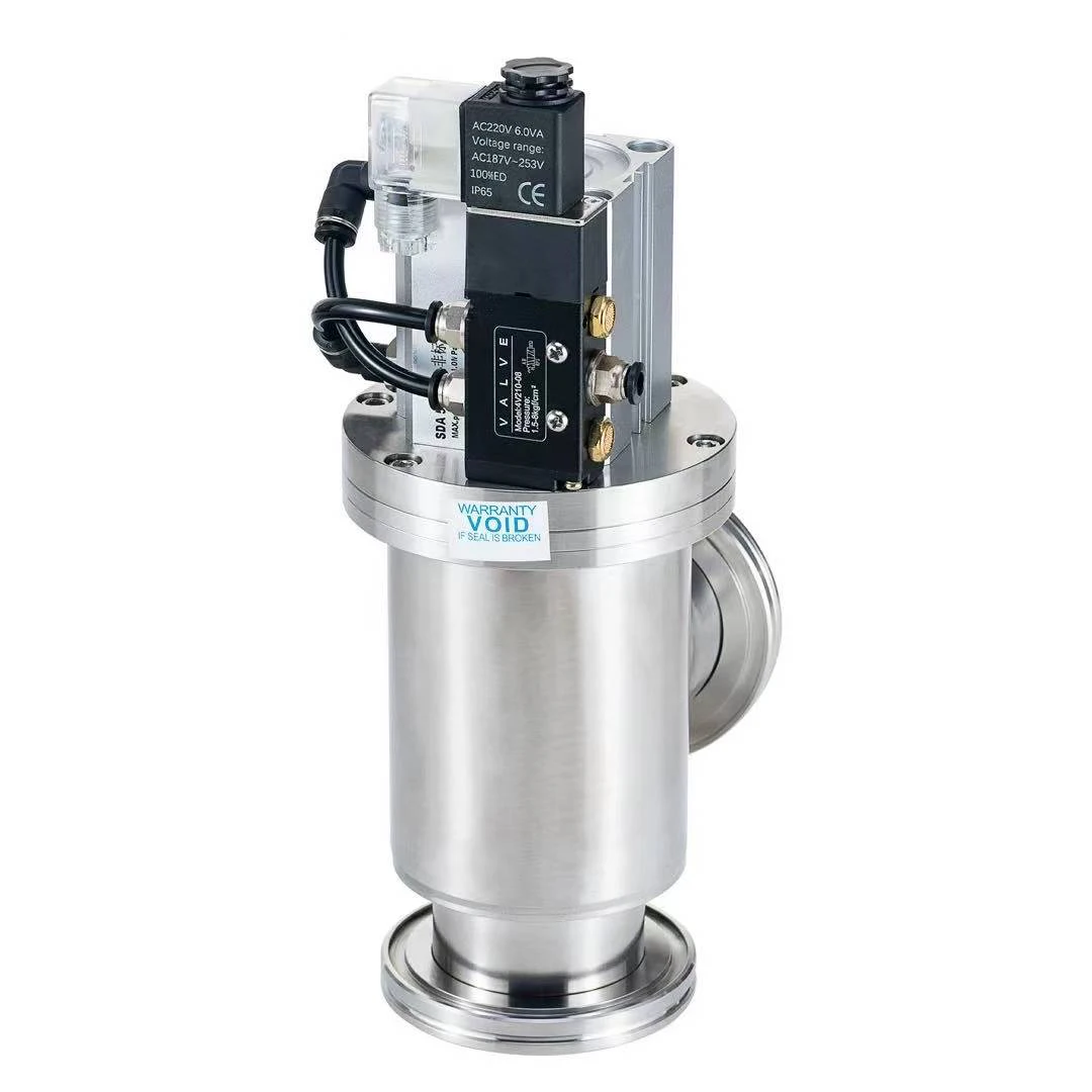 GDQ-ISO-K High Vacuum Pneumatic Damper Valve, Vacuum Angle Valve Magnetic Switch SUS304 Angle Seat Valve, High Vacuum