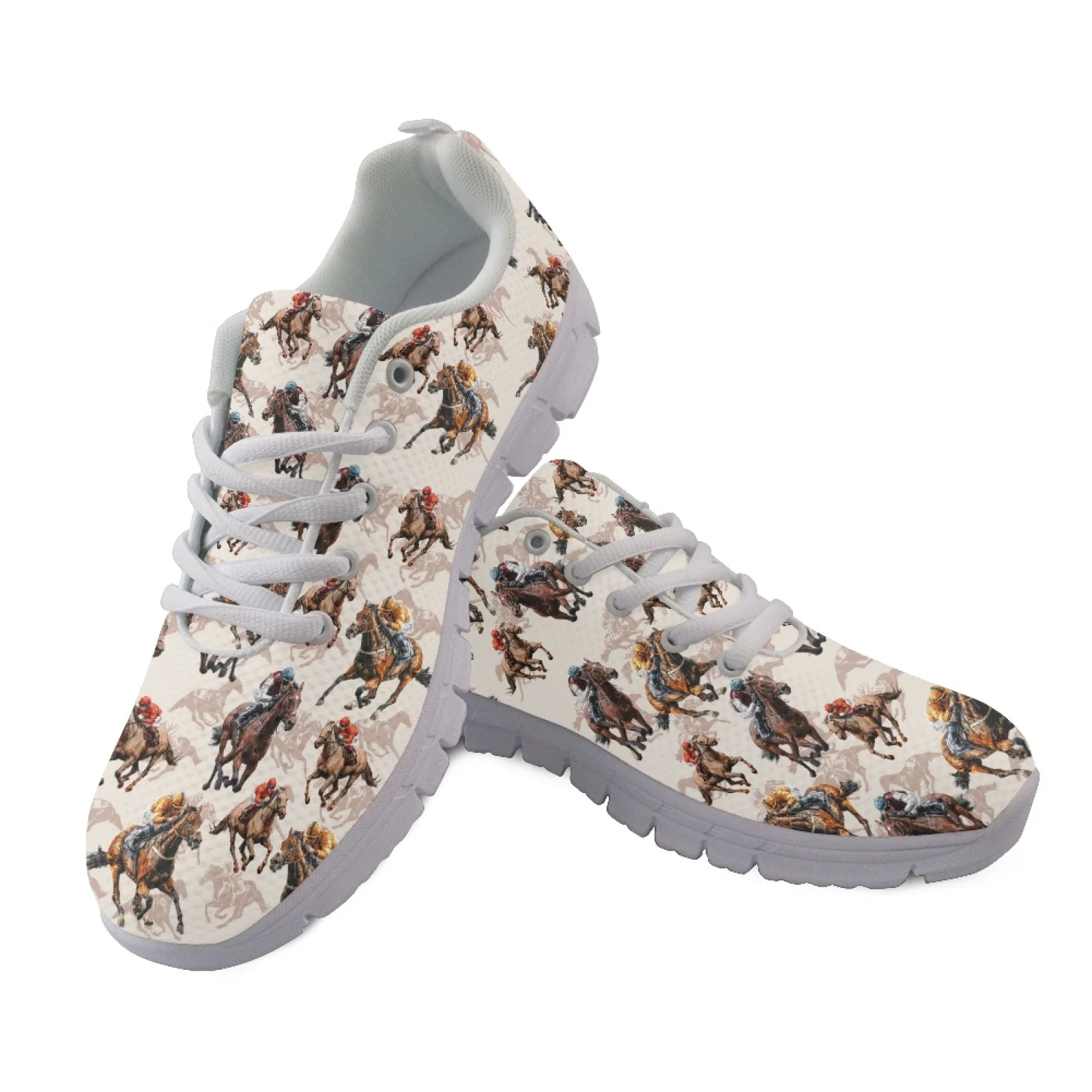 Coloranimal Horse Pattern Mens Athletic Trainers Lace Up Low Top Outdoor Walking Shoes for Climbing