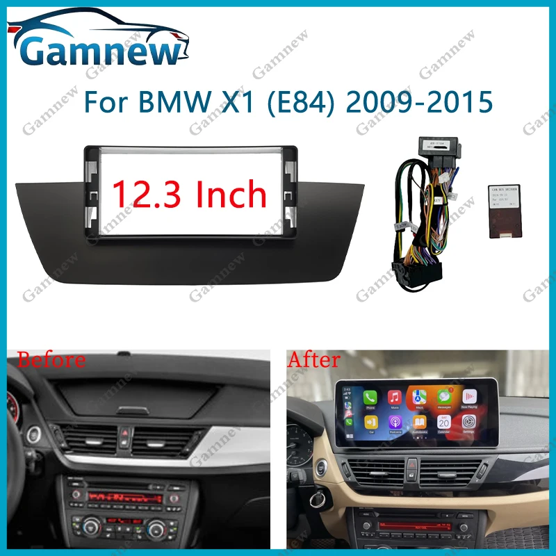

12.3 Inch Car Frame Fascia Adapter Canbus Box Decoder Android Radio Audio Dash Fitting Panel Kit For BMW X1 (E84) 2009-2015