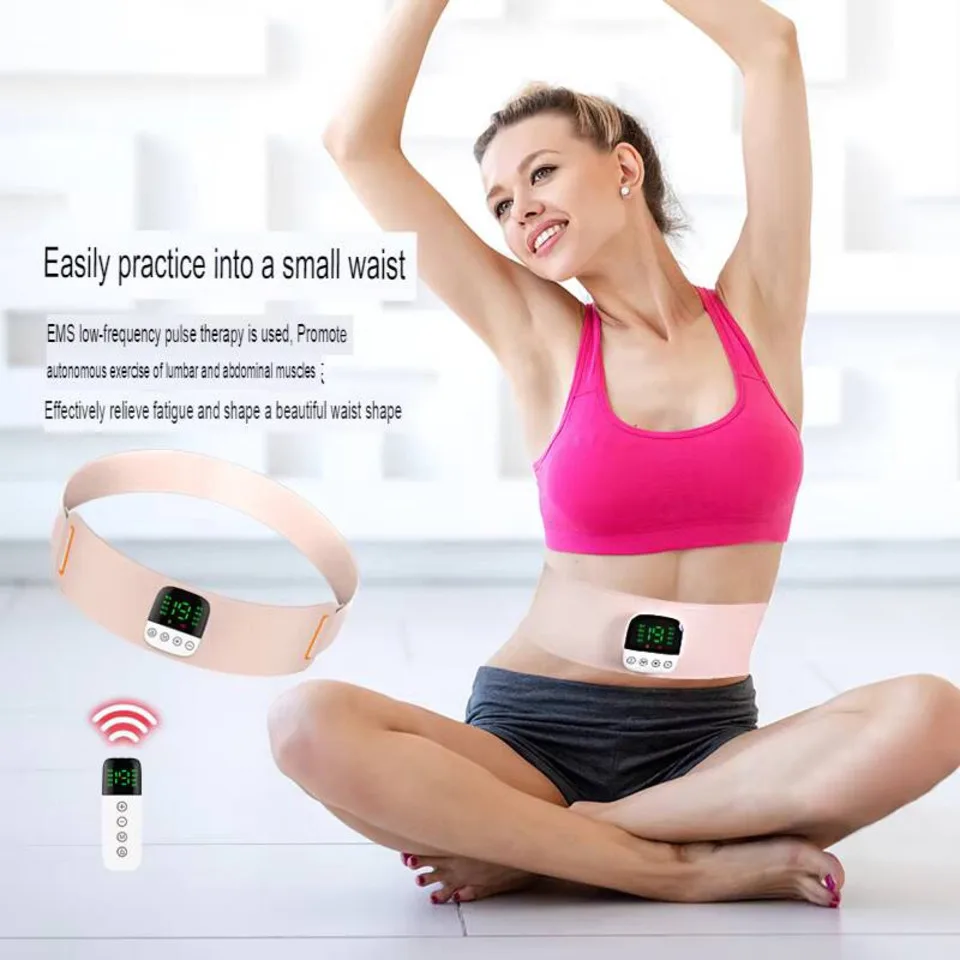 

EMS Abdominal Massager Belt With Heating Vibration Rechargeable Waist Support For Women Pain Relief Hot Compress Massage Belt