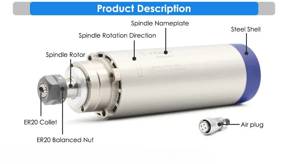 indle D80 Cnc Router Machine Spindles Being Parts of MachinesG-Machine CNC 2.2kw ER20 110V 220v 380v Air Cooled Sp