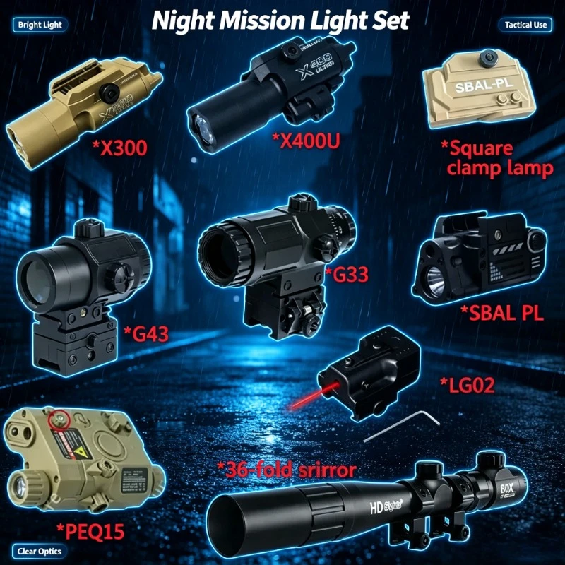 2026 Updated PEQ15 X300 X400U Light Set,20mm Rail Fitting Laser Flashlight For Multi‑Scene Outdoor CS Simulation Use