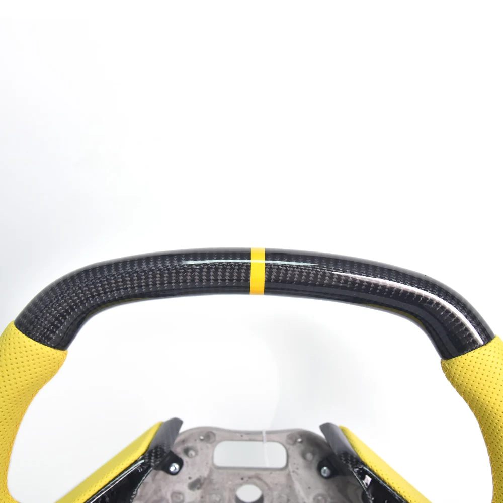 Suitable for Corvette C8 Yellow Leather Modified Forged Carbon Fiber Steering Wheel Assembly Suede Perforated Leather Customized