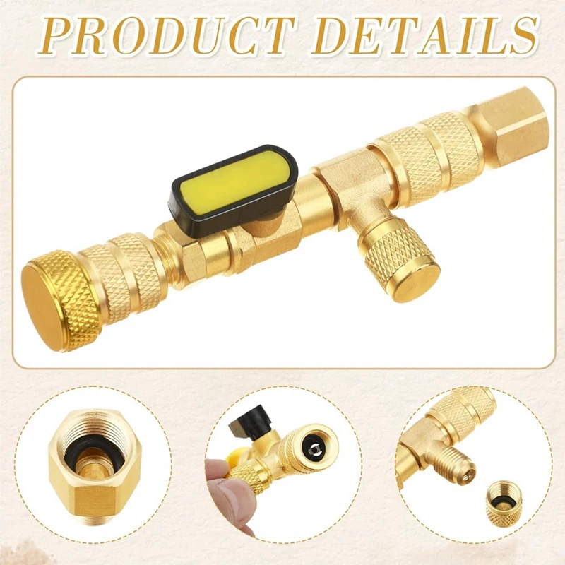 A23T Valve Core Removal Tool, HVAC Service Wrench Set 1/4 5/16 3/8 3/16In, Refrigeration Installation Kit with Adapter