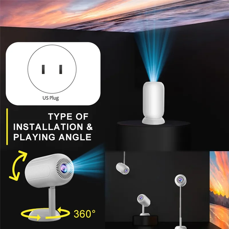

Стильный умный Android двухдиапазонный проектор 2,4G 5G Wi-Fi Поддержка 4K 1080P HD 3D-фильм Фристайл Потолочный домашний кинотеатр