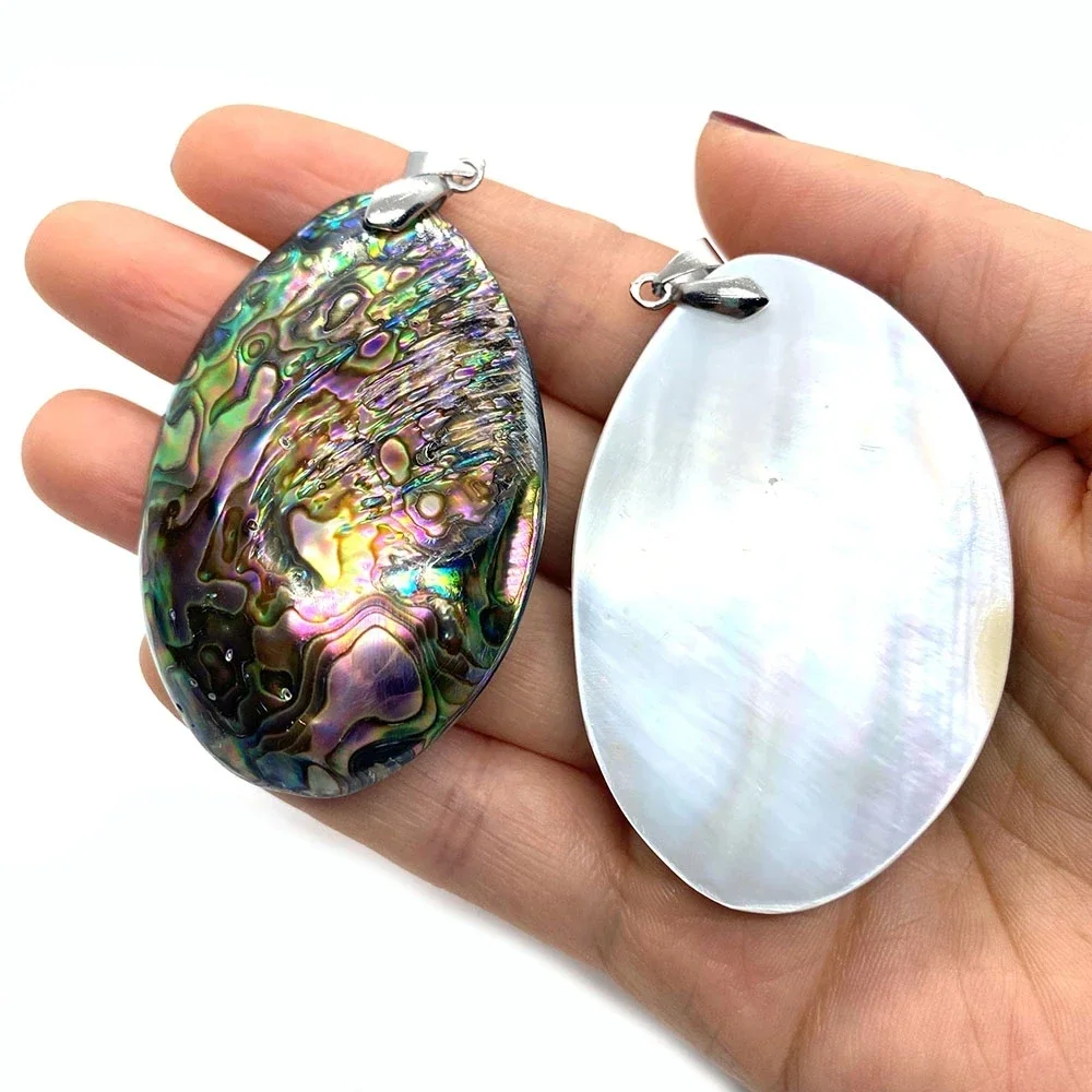 Vintage Colorful Double Sided Abalone Shell Pendants Charms Random Size Natural Mother Pearl Shell Pendants for Jewelry Making