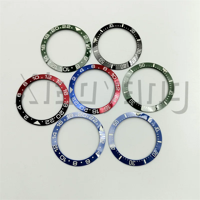 40mm Outside Diameter High Quality Watch Bezel Black Green Blue Red Insert With Green Luminous Fit 43mm Watch Case Modified Part