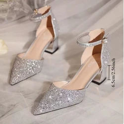 Women Rhinestone High Heels Sandals Cross-Tied Buckle Straps Heeled Shoes Woman Crystal Party Wedding Pumps Glitter Footwears