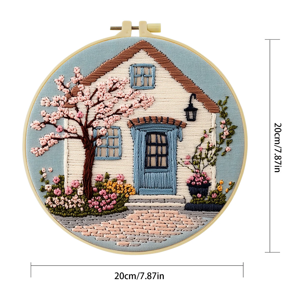 1 Stück 20X20CM/15X15CM 7,87/6,3 Zoll Die Ansicht vor der Tür Stickerei Starter-Kit DIY-Kit DIY-Stickerei-Set Handarbeiten – Detail 6