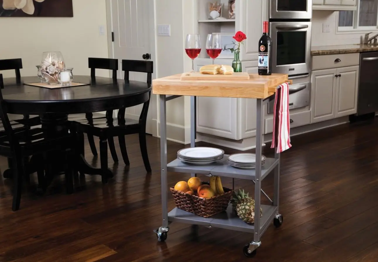 Kitchen Island Cart with Wheels (Silver)