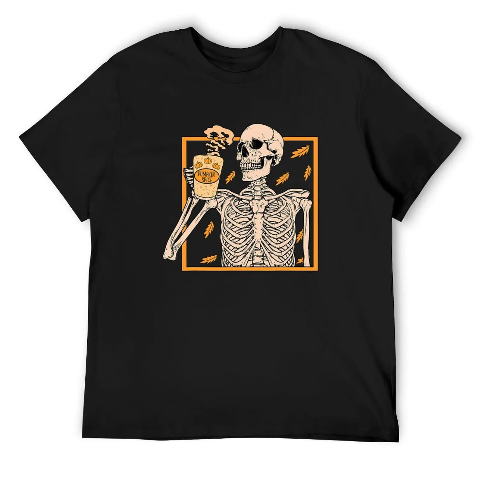 

Vintage Halloween Skeleton Pumpkin Spice T-Shirt animal prinfor boys quick drying oversized t shirts for men