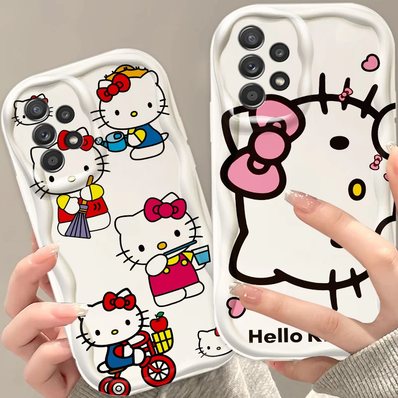 Hello Kitty Cute Manga For Samsung A55 A54 A53 A52 A35 A34 A33 A32 A25 A24 A23 A22 A21S A15 A13 A14 5G Wave Oil TPU Phone Case