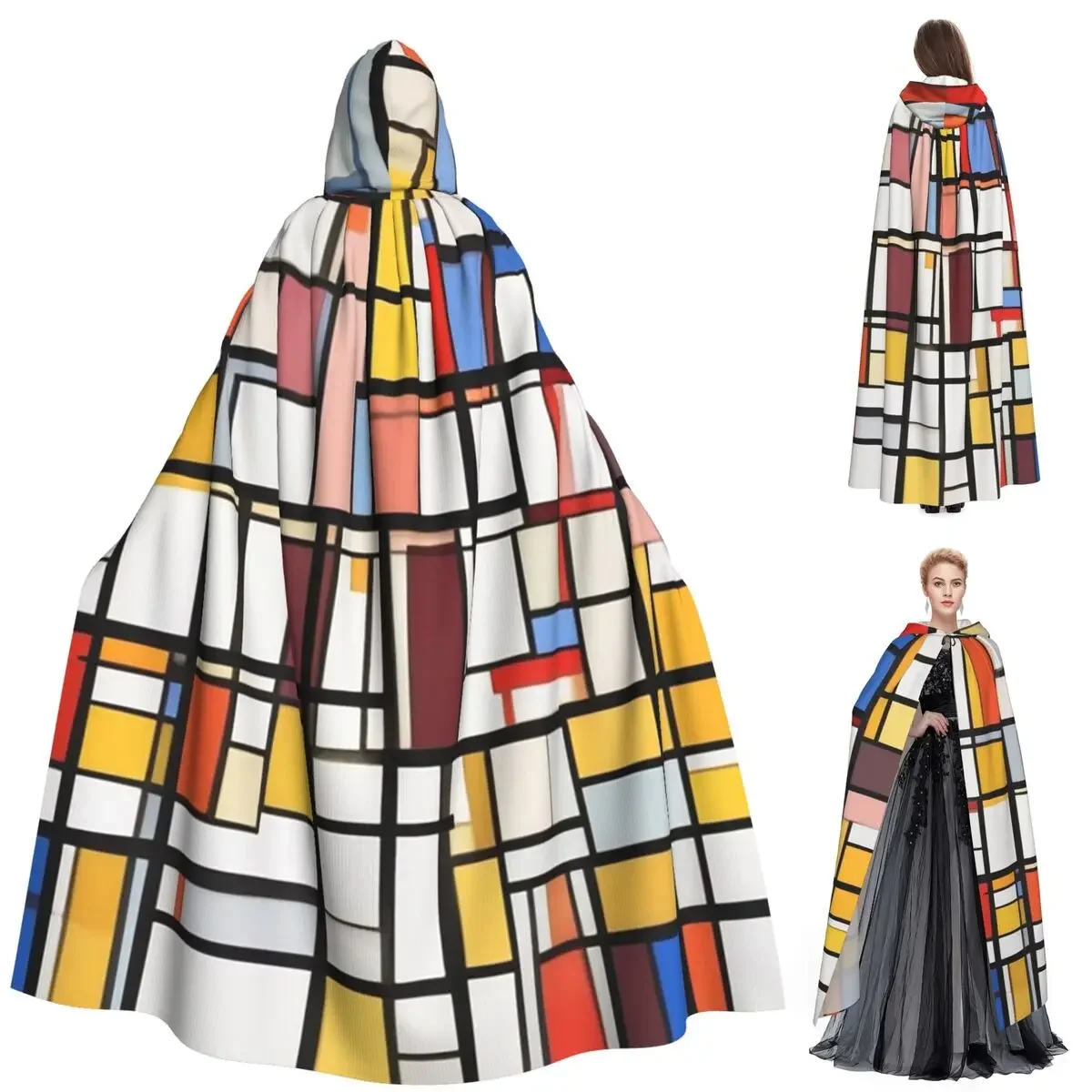 

Stijl Modern Long Hooded Cloak Witch Medieval Costume Cosplay Cape HalloweenCoat Adult Unisex