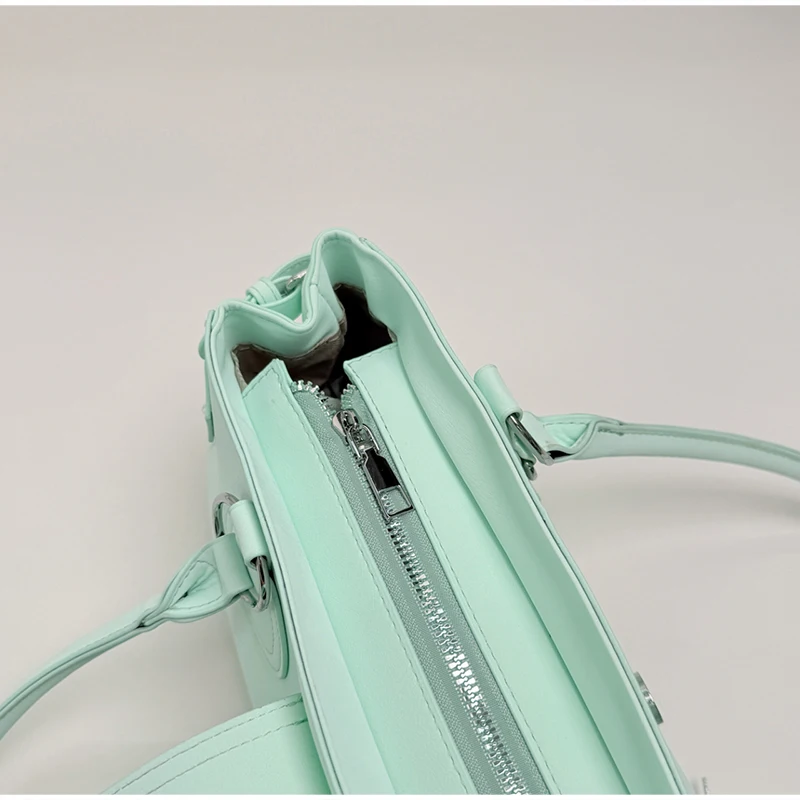 Hobo-Handtasche, Damen Motorrad-Biker-Stil Arbeitstasche, Y2k Mädchen Edgy Vintage Chic Mintgrüne Satteltasche – Detail 26