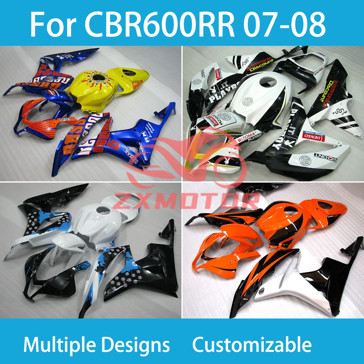 

Комплект обтекателей CBR 600RR 2007 2008 для Honda CBR600RR 07 08, установка гоночных мотоциклов, индивидуальные детали корпуса, обтекатели