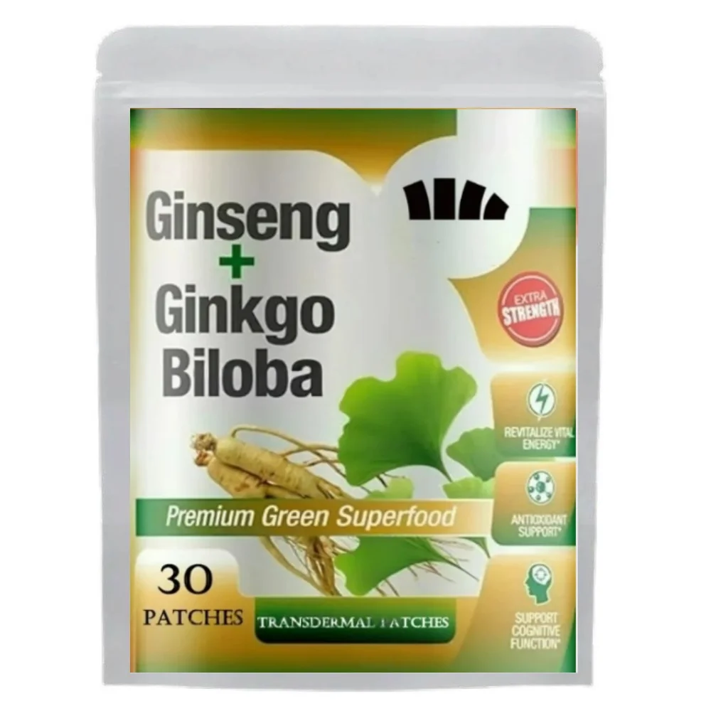 

30 пластырей с гинкго билоба и корейским красным женьшенем Panax, трансмимические пластыри, иммунитетная система и улучшение кровотока