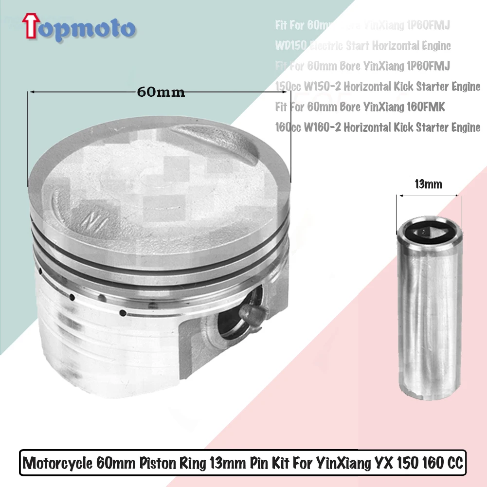 150cc 160cc Motorcycle 60mm Piston And Rings 13mm Pin Set For YinXiang YX 150 160 Engine Dirt Pit Bike ATV Quad Parts