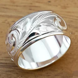 CAOSHI Metal Silver Color Finger Ring Female Wedding Band Delicate Carved Flower Jewelry for Engagement Aesthetic Accessories