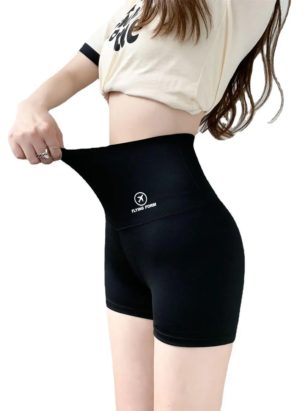 

Outdoor arkskin Tight Fit Yoga Pants High Waist ort orts Double Head Invisible Zipper Tee-quarter Length Bot