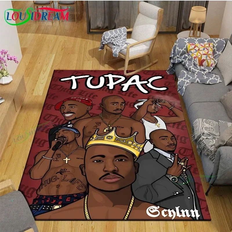 Pop Singer Tupac-Shakur 、2Pac Printed  Carpets Living Room Anti-Skid Area Rug Kids Bedroom Mats Yoga Mat Large Carpet Decor