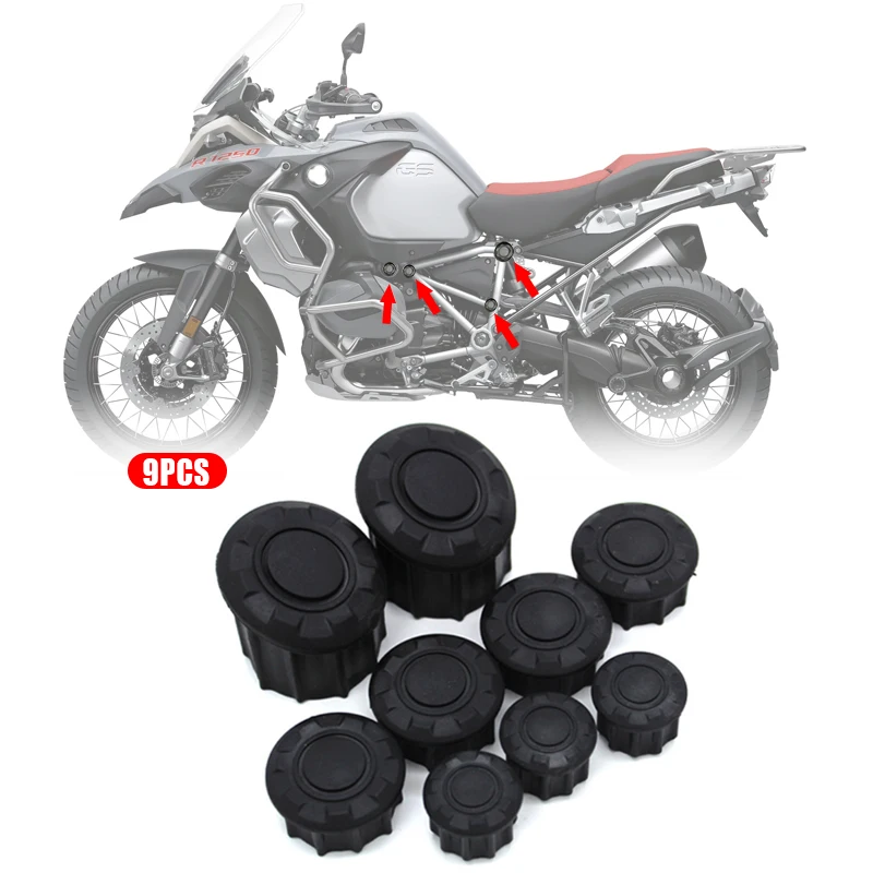 9PCS Motorcycle Frame Hole Cover Caps Plug For BMW R1200GS LC R 1200 GS LC R1250GS R 1250 GS Adventure GSA 2014-2023 2021 2022