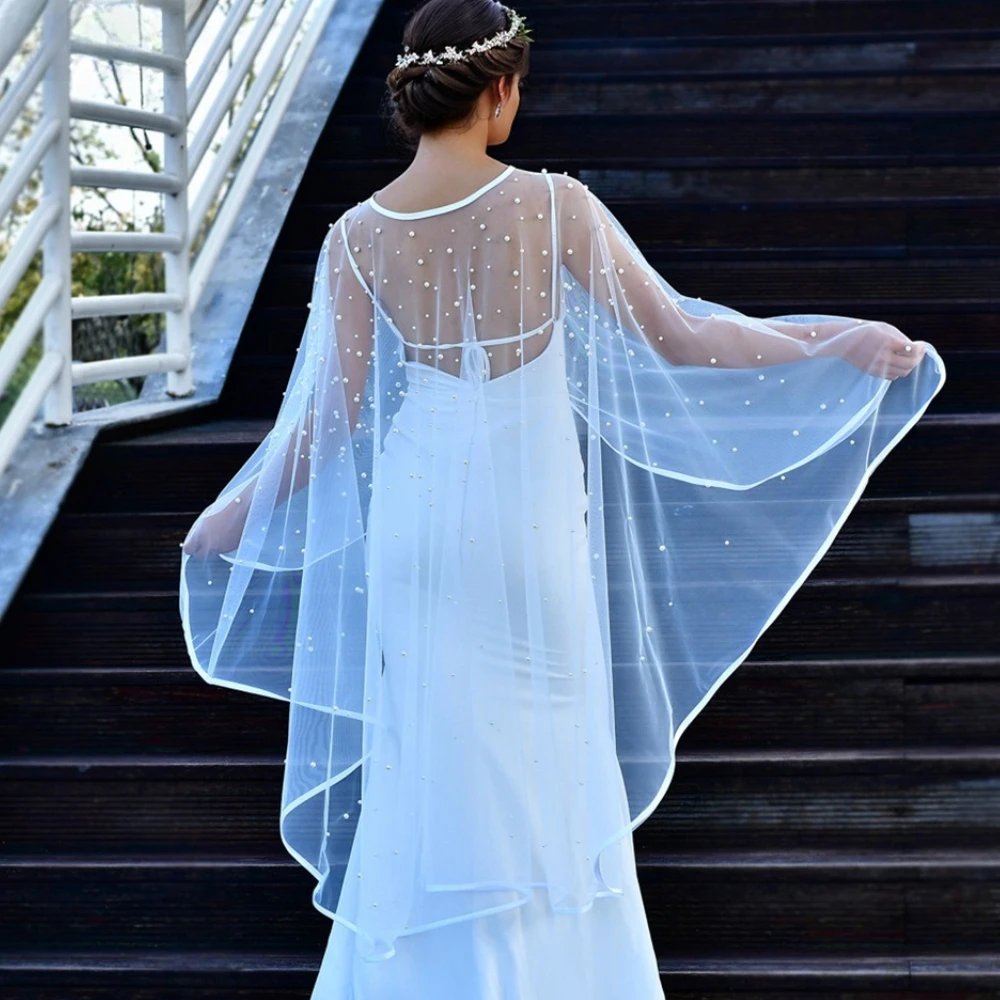 Parels kralen jas bruids capes voor bruiloft bolero bruiloft accessoires bruiloft feestkleding huwelijk wit