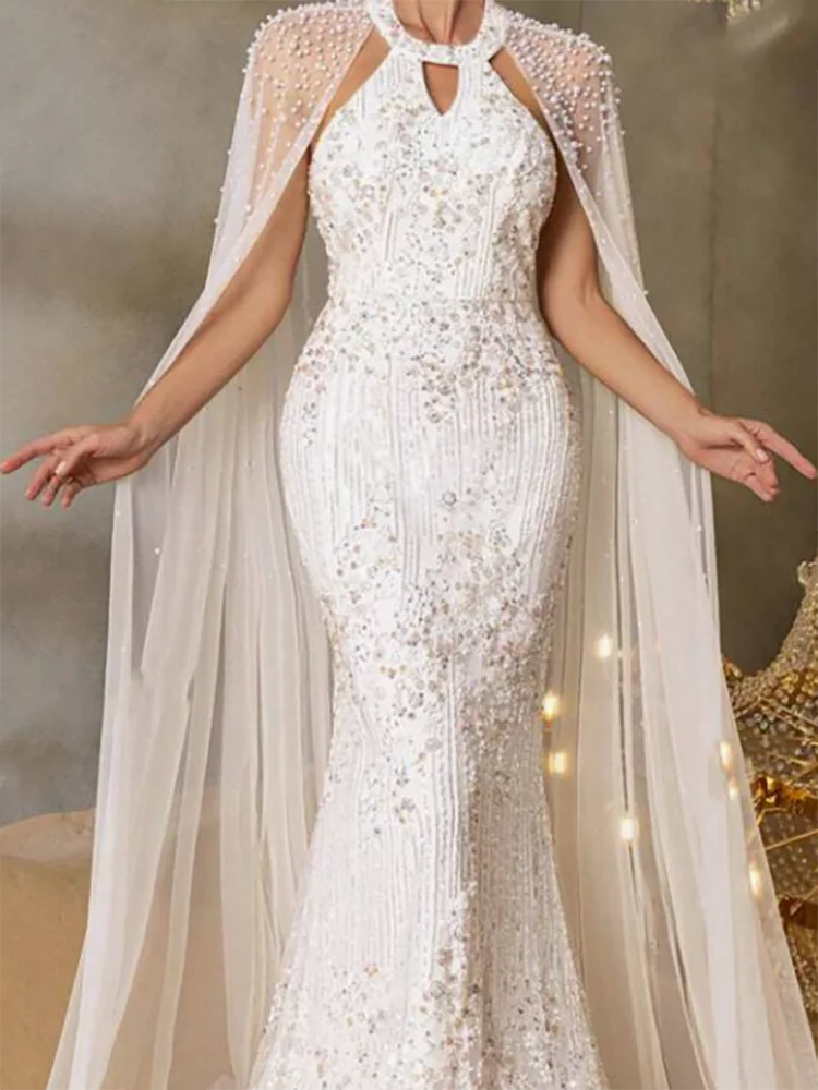 

Elegant Sleeveless Beading Sleeveless Sequined Mermaid Bride Wedding Dresses Bridal Gowns Customized
