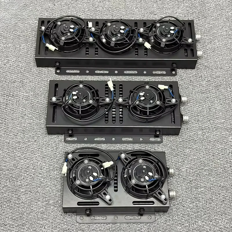 General Motors modified oil cooler plate dual channel side out trend AN10 connector 5.5 inch electric fan