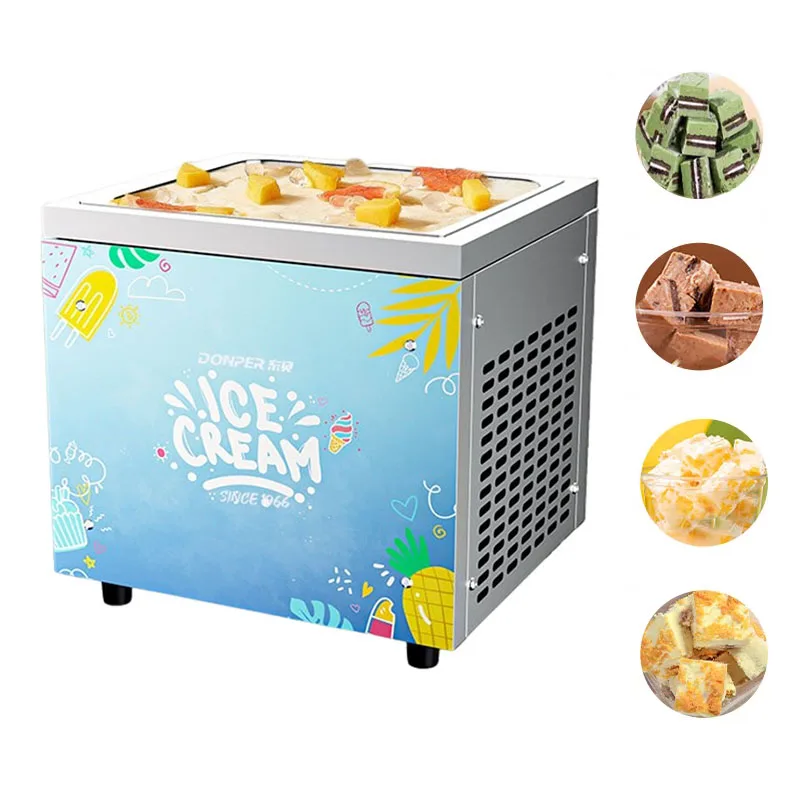 

220V 110V Electric Fried Yogurt Maker Fried Ice cream Machine Home Fried Ice Cream Rolls Fried Fruit Machine