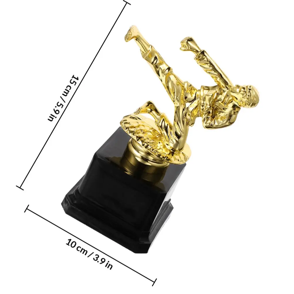 3Pcs Taekwondo Trophy Award Set Elegant Martial Arts Action Poses Gold Finish Small Plastic Trophies for Sports Ceremony School