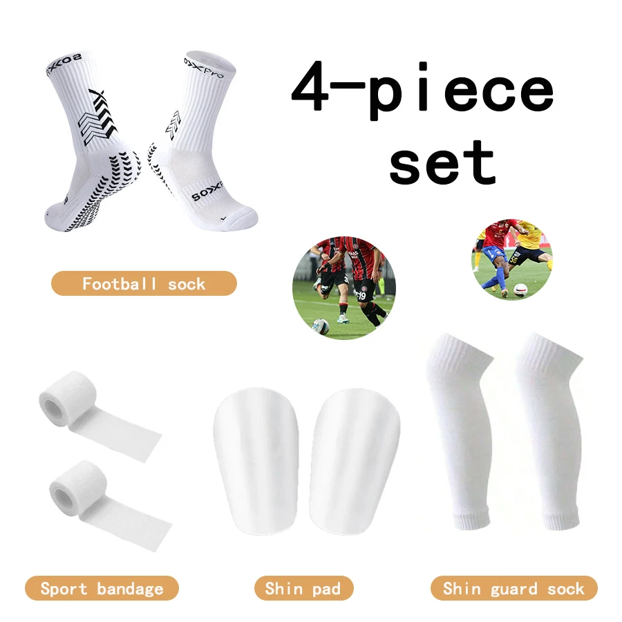 4 Pcs Set Men Women Sports Non-slip Football Socks Sports Bandage Mini Shin Pads High Quality Leg Cover