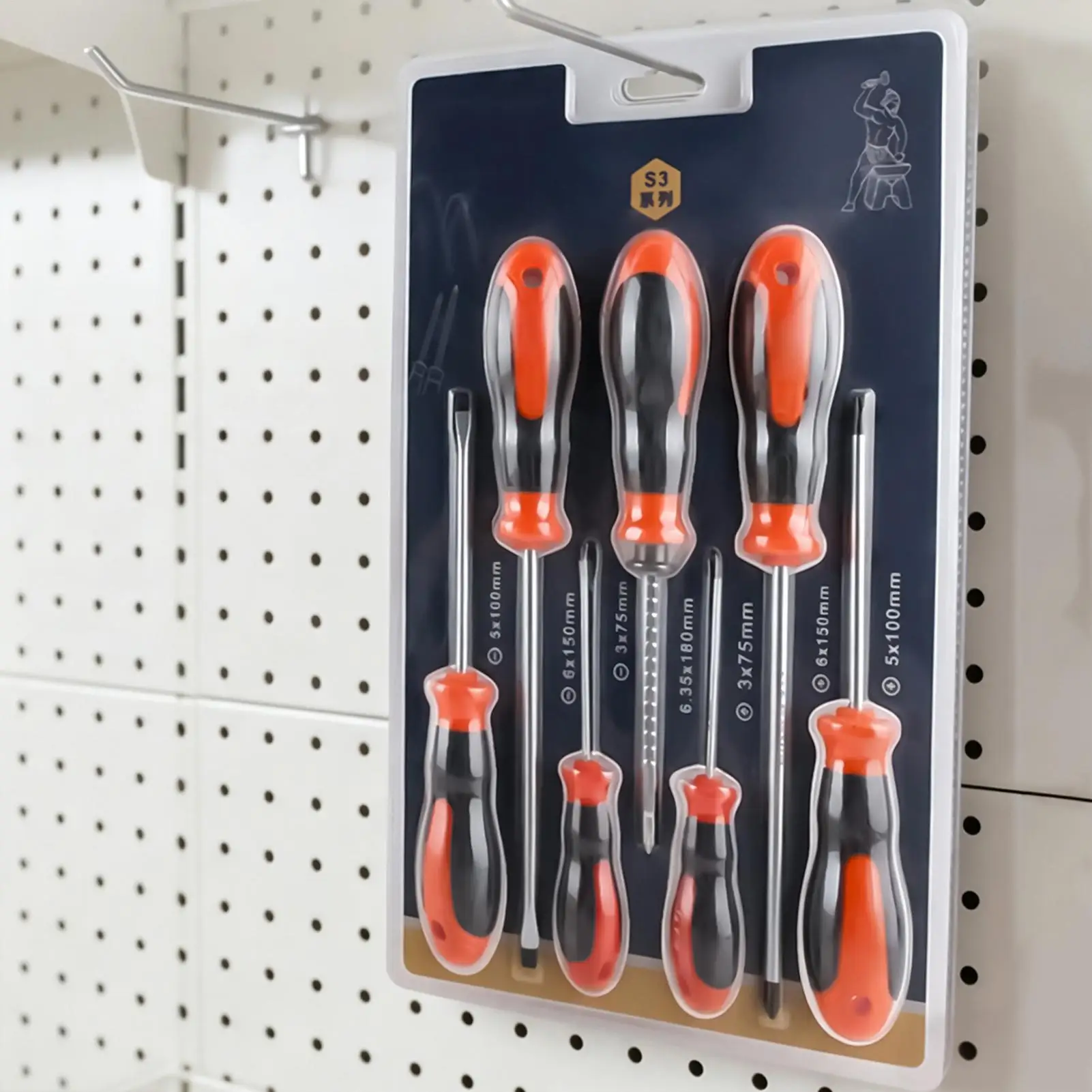 Screw Driver Set Magnetic Non-Slip Rubber Handle Steel Repair Tools 7-Piece Socket Screwdriver Home Repair For Furniture