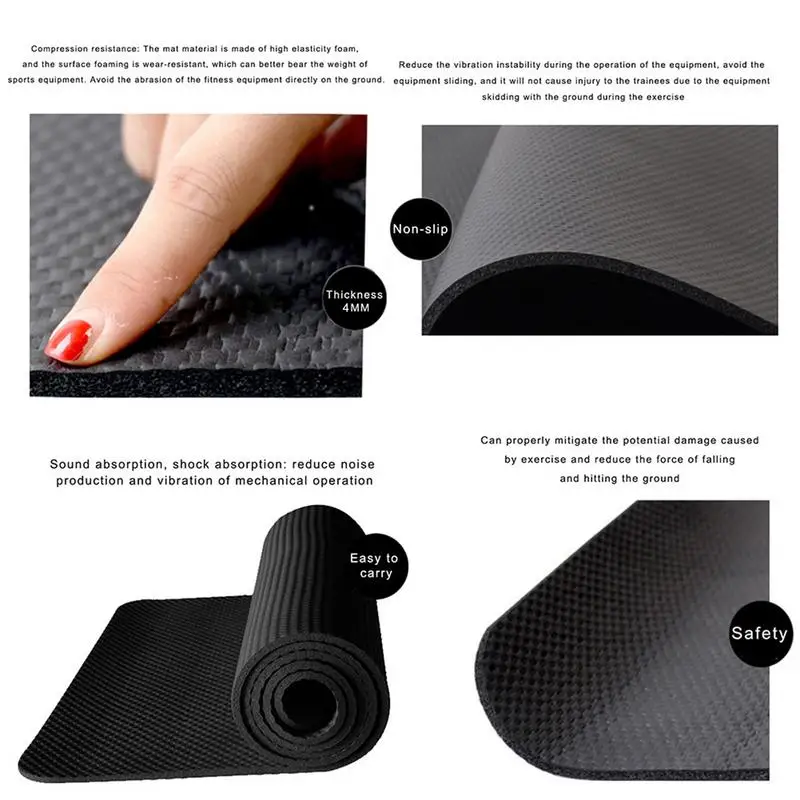 1pcs Yoga Mat Exercise Mat For Treadmill Non Slip Exercise Bike Mats For Trainer Hardwood Floor Carpet Protection For Cycling