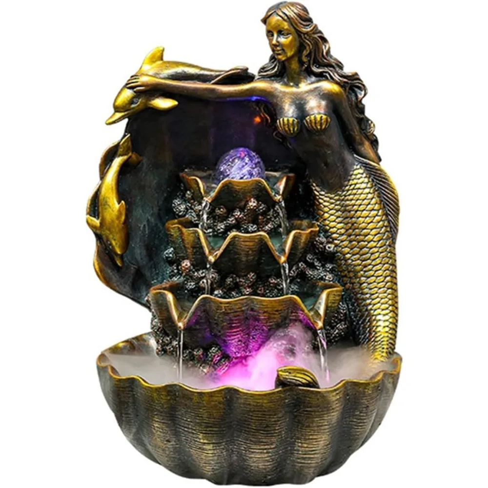 

Tabletop Water Fountain Desktop Fountain Creative Decoration Mermaid Fountain Zen Meditation Indoor Desktop Office Decoration