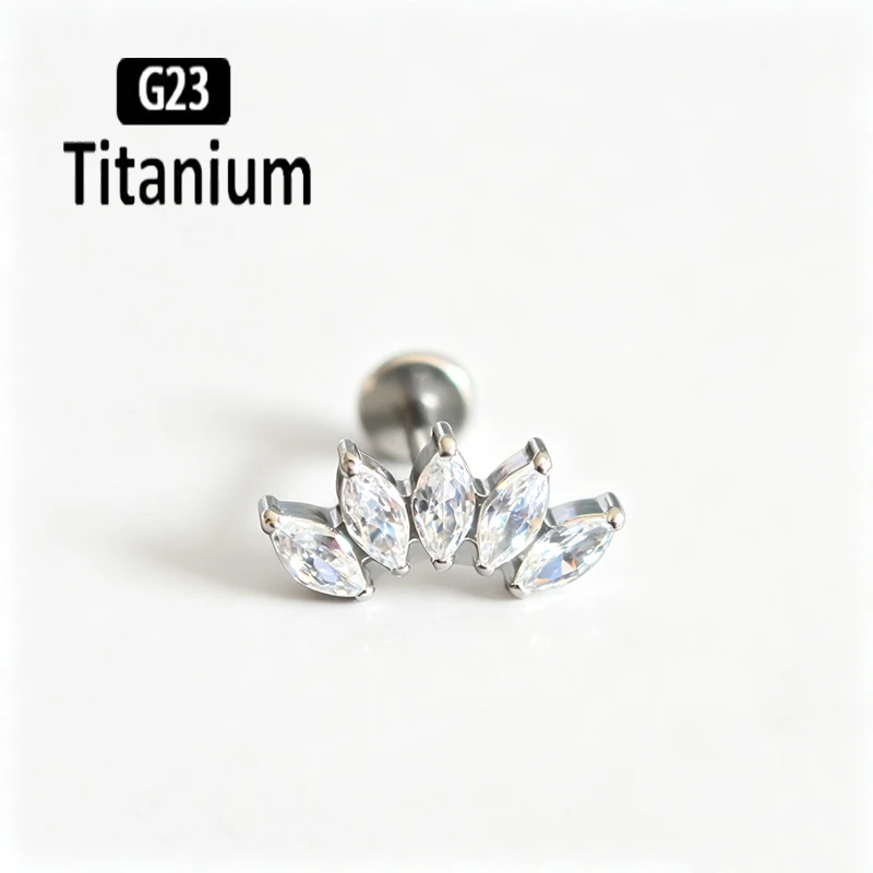 G23 Titanium Piercing Internal Thread 5A CZ Labret Earrings Lip Rings Ear Cartilage Tragus Helix Lobe Stud Piercing Body Jewelry